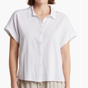 NWT Splendid White Short Sleeve Button Up Blouse Sz. MD